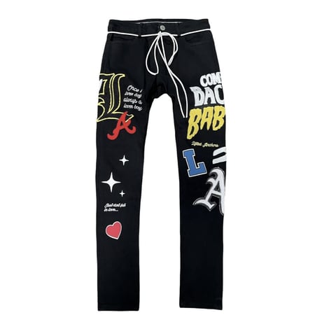 LIFTED UNCHORS/PUFF Print  BLACK DENIM