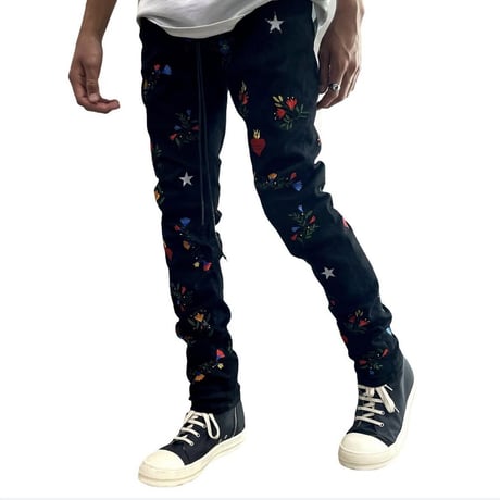 LIFTED ANCHORS/Flower BLACK DENIM