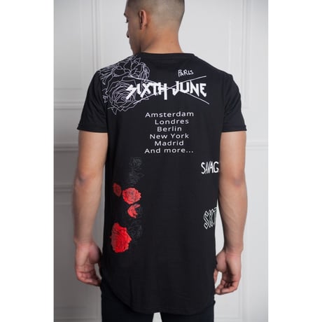 Sixth June/落書き ROSE Long Tee ブラック