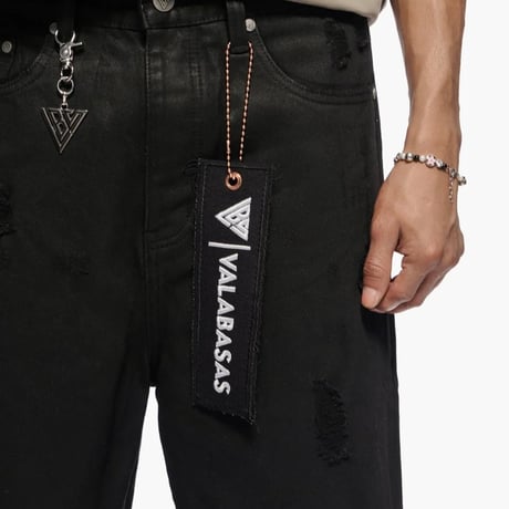 VALABASAS / Snapped Denim Shorts "Black Wax"