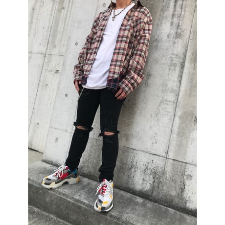 BLACK BLOND/Layered check shirts BEIGE