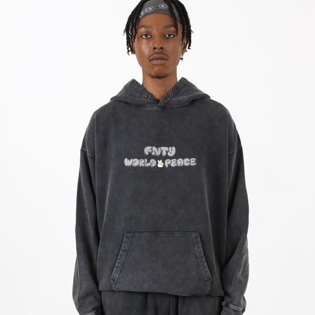 FNTY/Smile Embroid Hoodie  "WASHED BLACK"