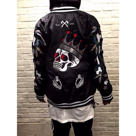 Reason Clothing Newyork/Black scull スカジャン