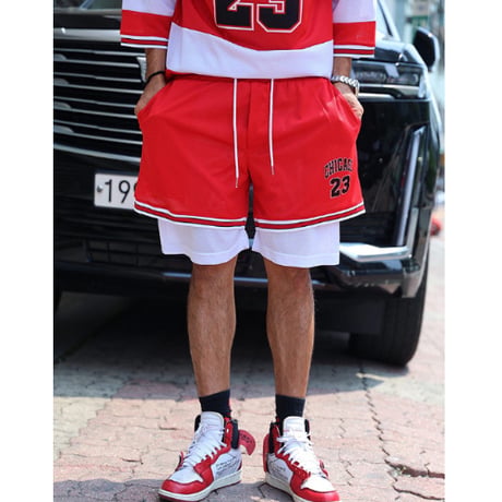 By The R/ chicago mesh Set UP (Tops&Shorts) "RED"