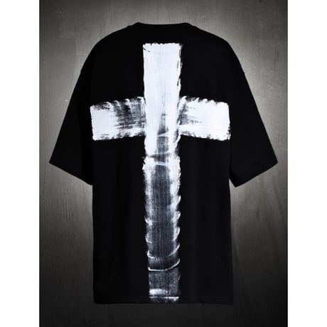 By The R/ Cross Paint Cotton Tshirts BLACK(Set UP)