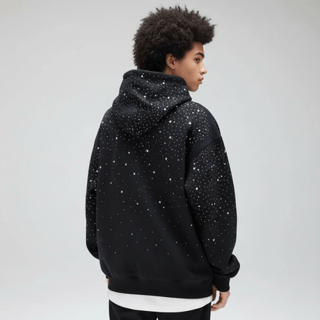 Mismatch NYC/Rhinestone Hoodie BLACK