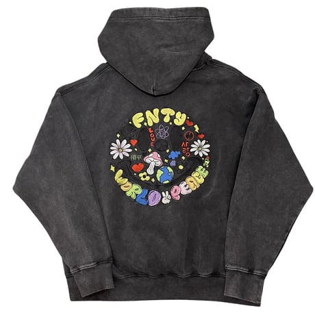 FNTY/Smile Embroid Hoodie  "WASHED BLACK"
