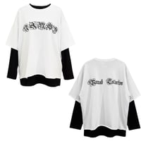 SUBLIMATION/ Embroid Oversize Longsleele Tee (SET UP) WHITE
