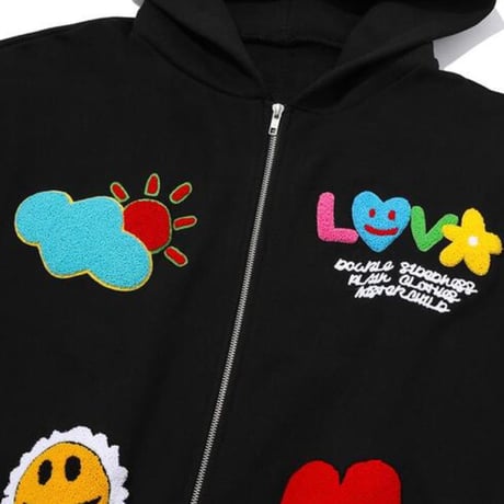 MISTER CHILD/Smile flower ZipUp Hoodie  "BLACK"