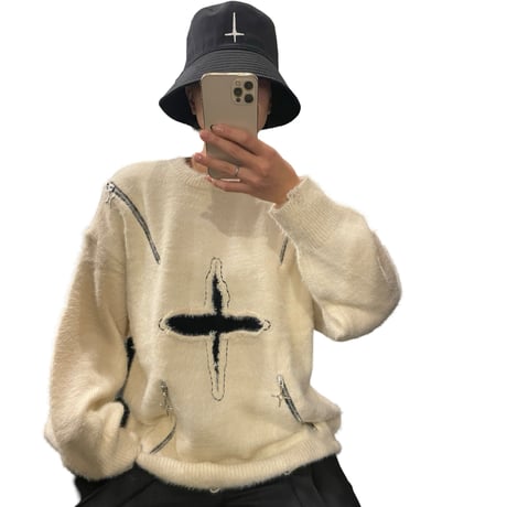 Mismatch NYC/ Mohair Cross Knit  CREAM
