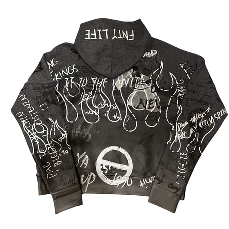FNTY/Flying FLAME Hoodie "WASHED BLACK"