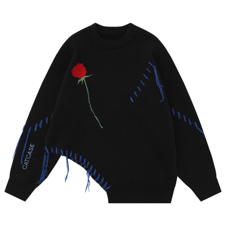 WOSS.official/Rose oversize knit (Black/Pink)