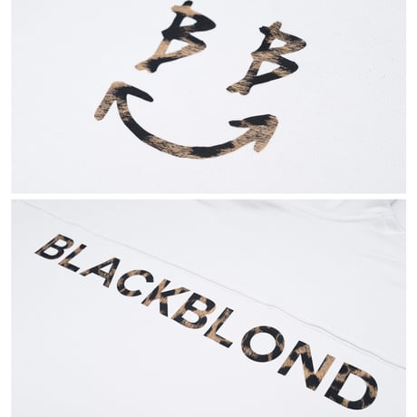 BLACK BLOND/BB logo smile  Hoodie  WHITE