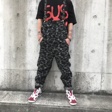 WOSS.official/Paisley denim overall BLACK