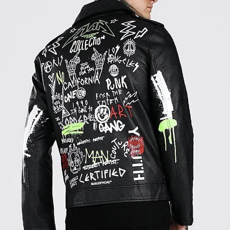 BOOHOO /Paint Art  Biker Jacket