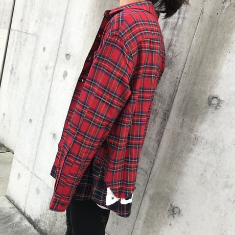 BLACK BLOND/Layered check shirts RED