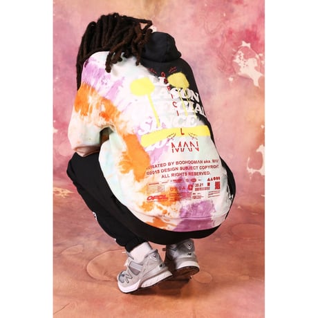 BOOHOO /Drip face tie die hoodie (SET UP)