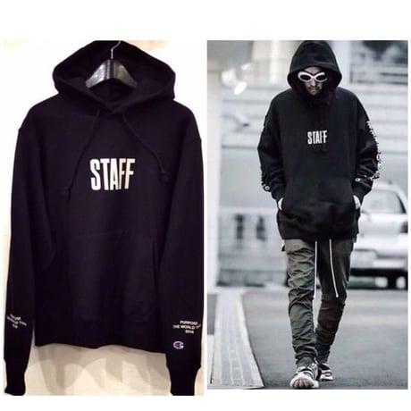 Purpose tour/Justin bieber official  STAFF フーディー ブラック