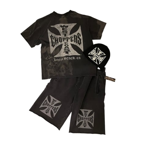 West Coast Choppers/ Logo Bleach Tee "Vintage BLACK"
