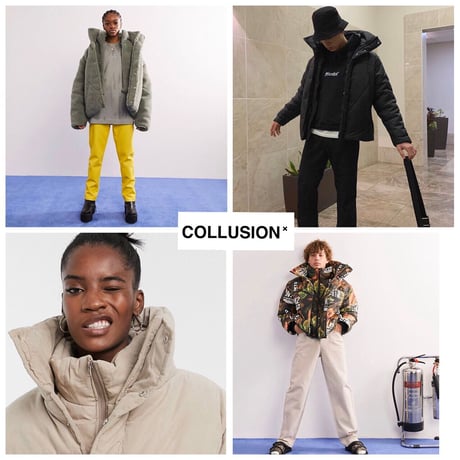 COLLUSION Studios /layered Puffer Jacket BLACK