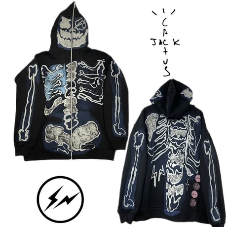 Travis Scott ✖︎  Fragment design /Skelton graffiti Zip Up Hoodie