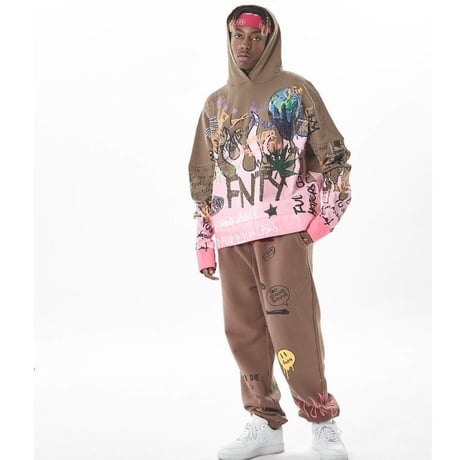 FNTY/Flying FLAME Sweat pants Neon Yellow