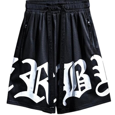 By The R/Big Lettering Mesh Shorts BLACK