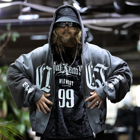 By The R/ Spray ZipUp Hoodie  BLACK