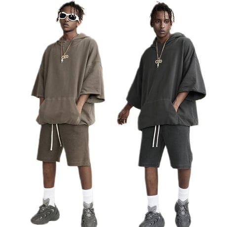 Mismatch NYC/Washed Half Hoodie  "BROWN"