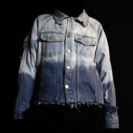 BLACK BLOND/HAND CUSTOM BLEACH Denim Jacket(BLUE)