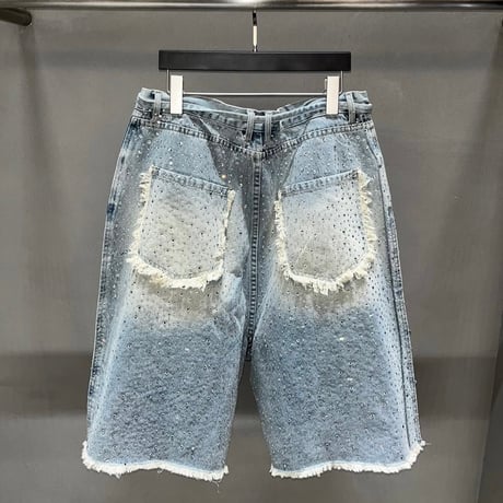 SUBLIMATION/ Rhinestone  denim shorts