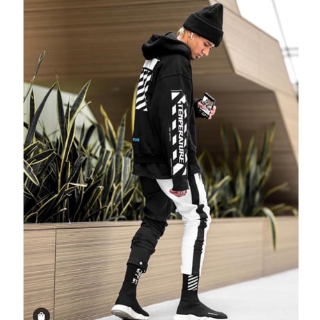 GUAPI/FUSION Track Pants　BLACK×WHITE