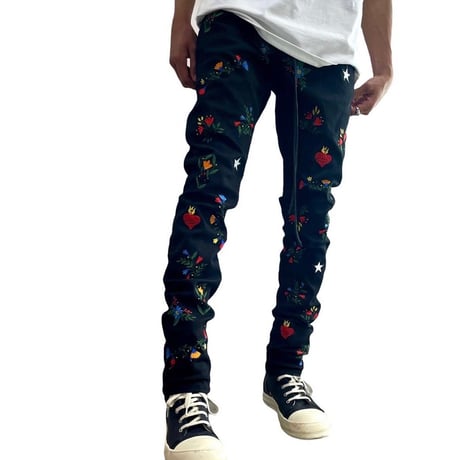 LIFTED ANCHORS/Flower BLACK DENIM