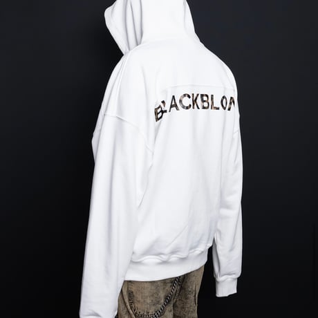BLACK BLOND/BB logo smile  Hoodie  WHITE