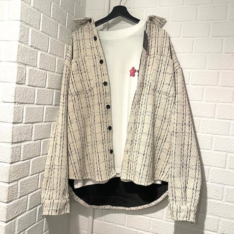 Mismatch NYC/Oversized Tweed shirts  jacket CREAM