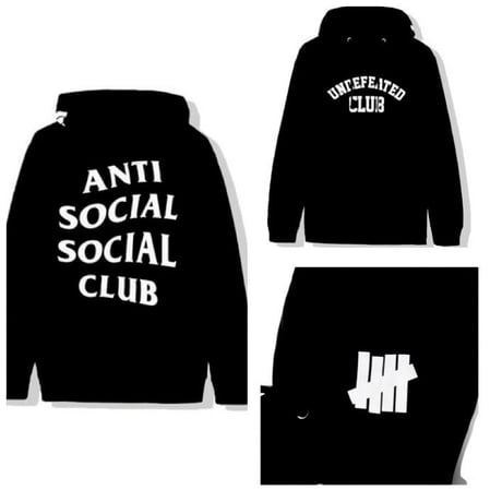 Anti Social Social Club ×UNDEFEATED /LOGO Hoodie BLACK