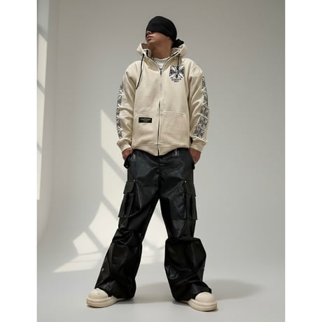 West Coast Choppers/ W.C.C Logo Zip Up Hoodie "CREAM"