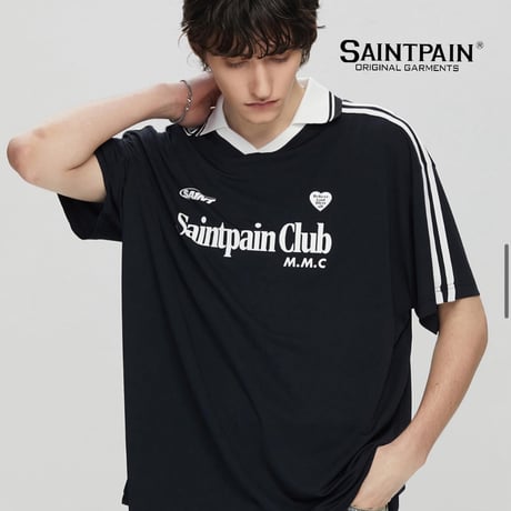 SAINT PAIN/CLUB Mesh polo Tee (BLACK)