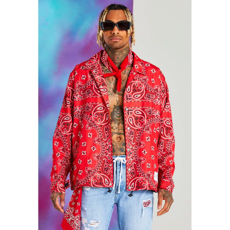 BOOHOO × Migos /BANDANA Coach Jacket RED