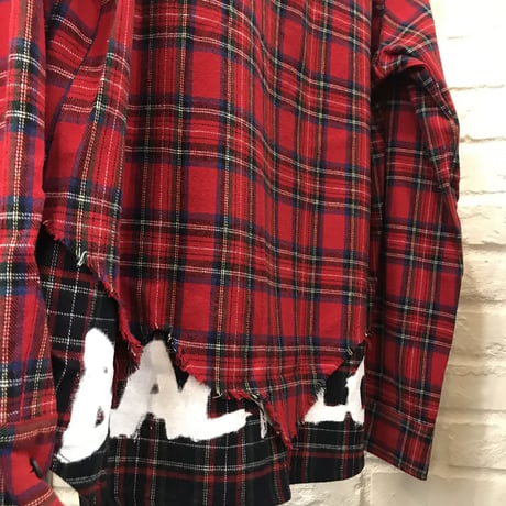 BLACK BLOND/Layered check shirts RED