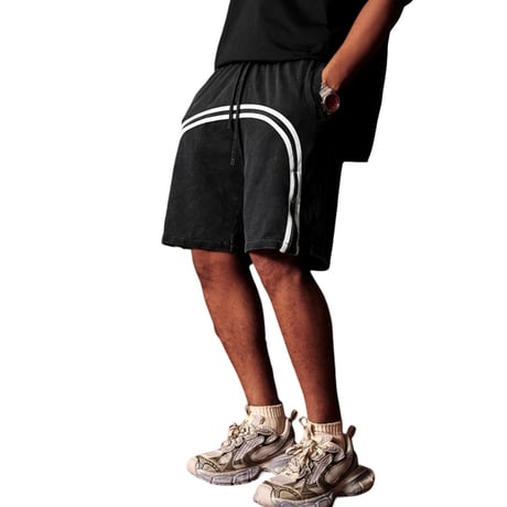 Mismatch NYC/ Washed line zip Shorts