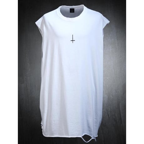 By The R/ Cross Paint Cotton Vest WHITE