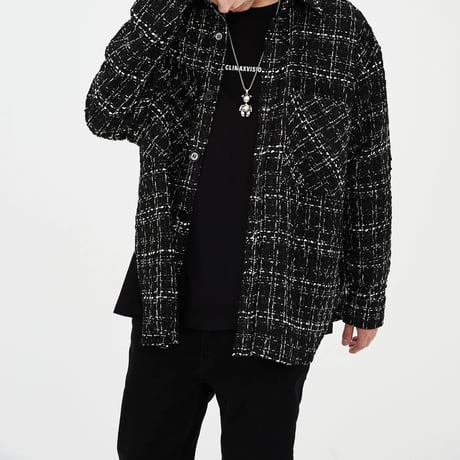 Mismatch NYC/Oversized Tweed shirts  jacket BLACK