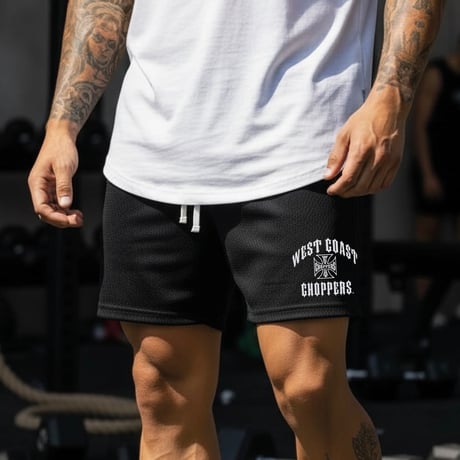 West Coast Choppers/ Logo Mesh Shorts"BLACK"