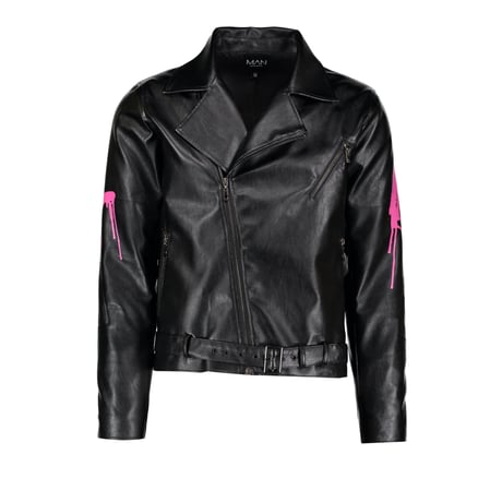 BOOHOO /Paint Art Biker Jacket