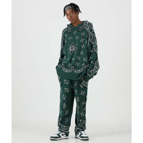 FNTY/Knitted Paisley  Hoodie  "GREEN "
