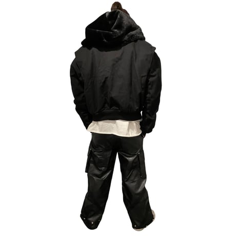 Mismatch NYC/Fur Hooded Jacket BLACK