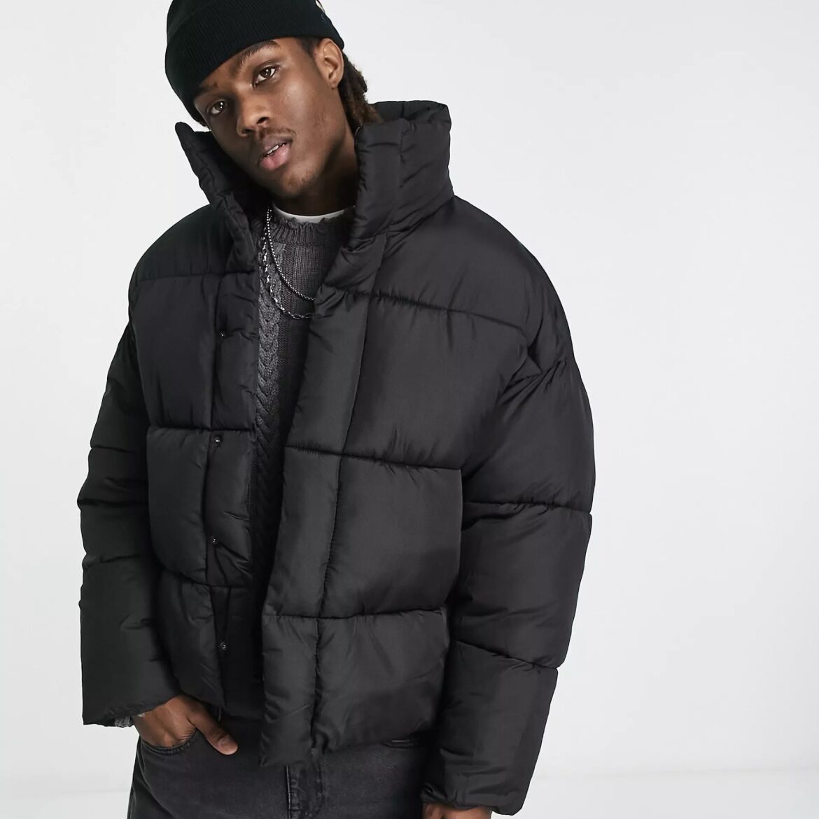 Collusion unisex shop cord puffer jacket