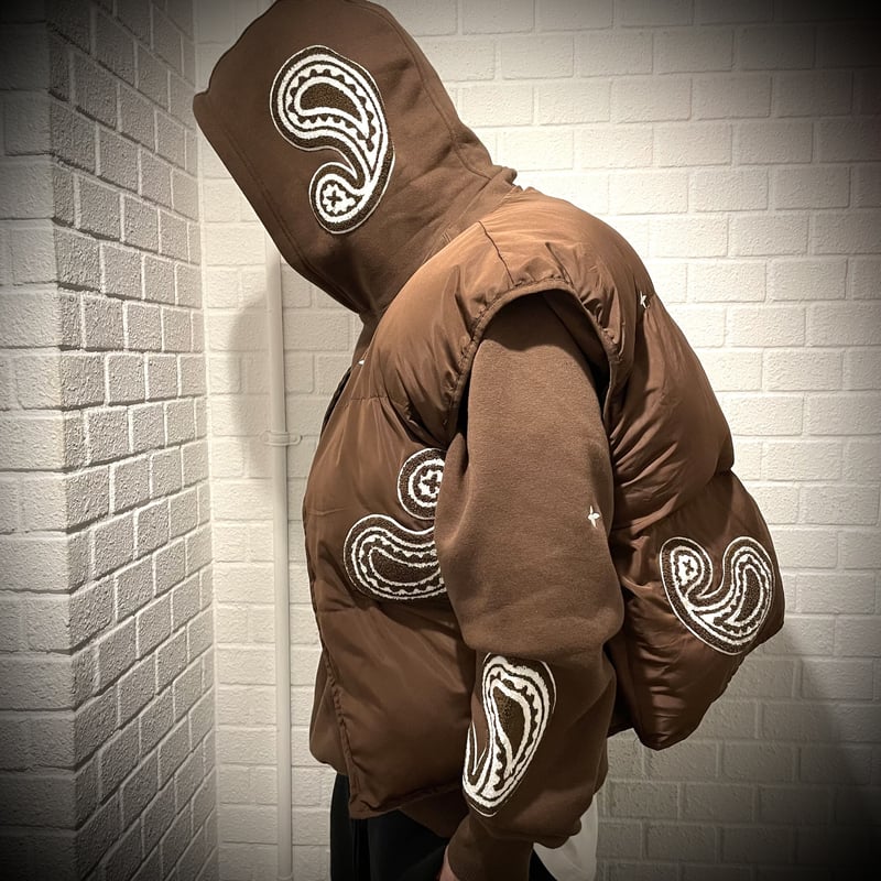 EPTM エピトミ Vest スエード リバーシブル パファー ベスト EPTM/PAISLEY PUFFER VEST（REVERSIBLE）”BROWN