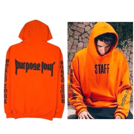 Purpose tour/Justin bieber official STAFF フーディー オレンジ